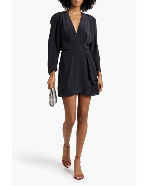 IRO Black Genara minikleid aus crêpe de chine aus seide mit wickeleffekt