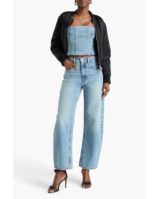 Amiri Blue Cropped Strapless Faded Denim Bustier Top