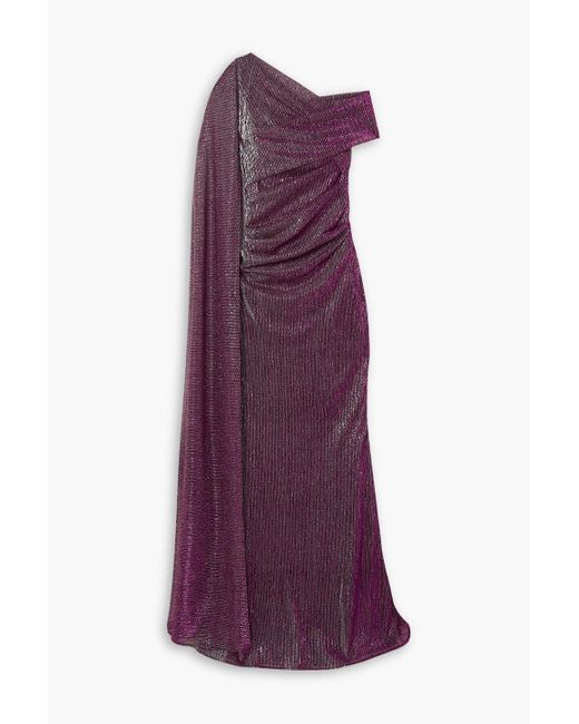 Talbot Runhof Purple Cape-effect Metallic Voile Gown