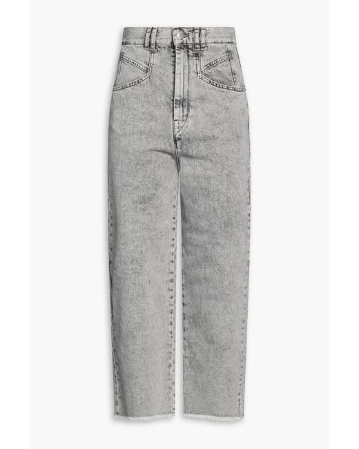 Isabel Marant Gray Dilali Cropped High-Rise Tapered Jeans