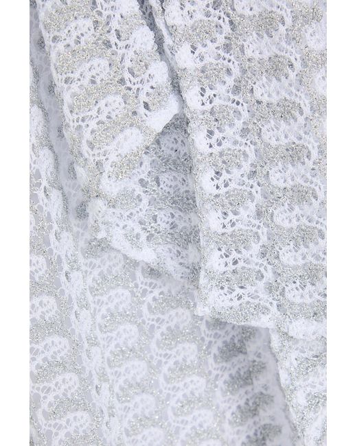 Missoni White Pussy-bow Crochet-knit Top