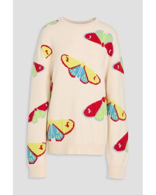 The Elder Statesman Pink Intarsia Cashmere Sweater