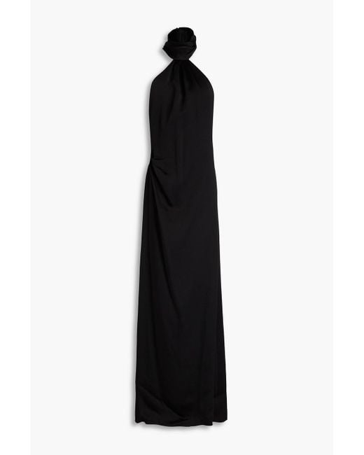 Jonathan Simkhai Black Vittoria drapierte robe aus glänzendem crêpe