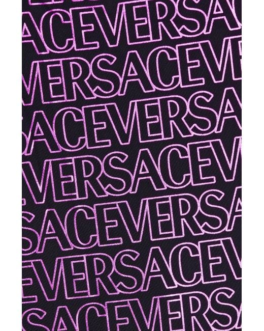 Versace Purple Metallic Logo-print Swimsuit
