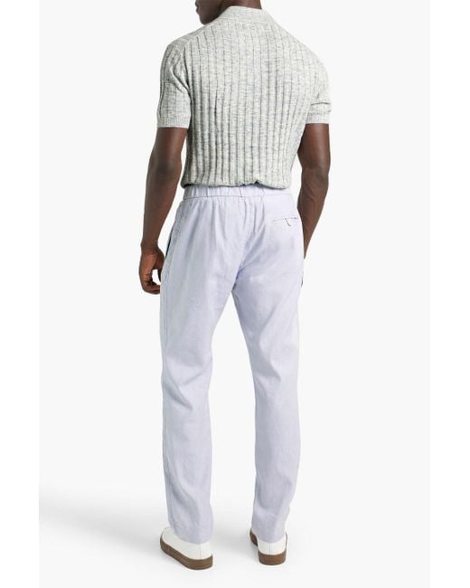 Frescobol Carioca White Rino Slim-fit Ribbed Cotton Polo Shirt for men