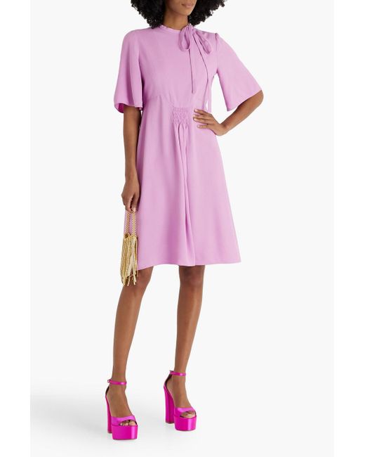 Valentino Garavani Pink Shirred Crepe Dress