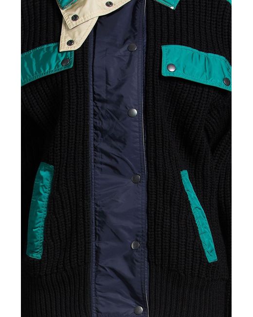 Isabel Marant Black Ribbed Wool-Blend And Shell Jacket