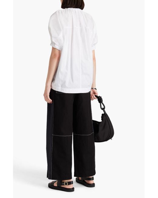 3.1 Phillip Lim White Gathered Cotton-poplin And Jersey Top