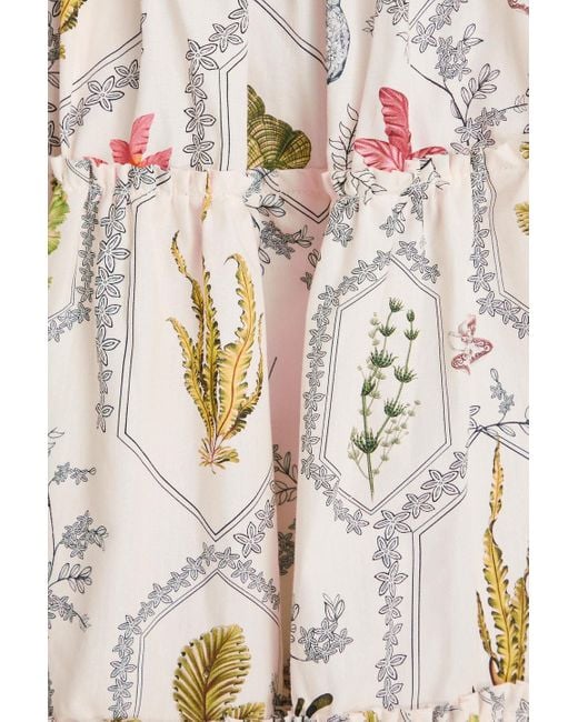 Agua Bendita Natural Honore Embellished Ruffled Cotton Mini Dress