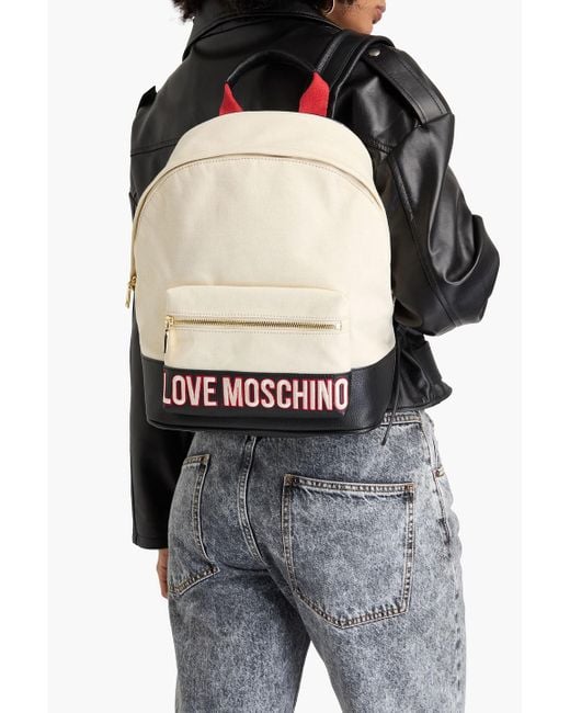 Love Moschino White Rucksack aus canvas mit stickereien