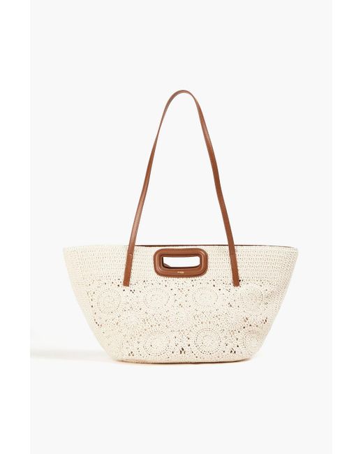 Maje Natural Leather-trimmed Crochet Tote