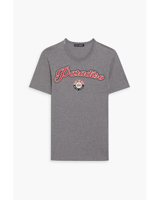 Dolce & Gabbana Gray Printed Cotton-jersey T-shirt for men