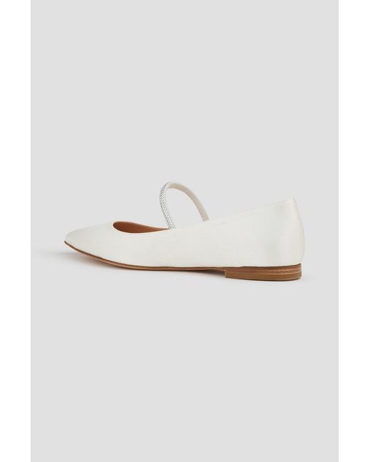 Gianvito Rossi Crystal-Embellished Satin Mary Jane Flats in White | Lyst UK