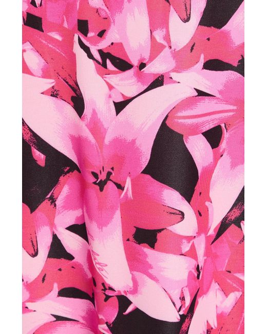 ROTATE BIRGER CHRISTENSEN Pink Asymmetrisches maxikleid aus crêpe mit floralem print
