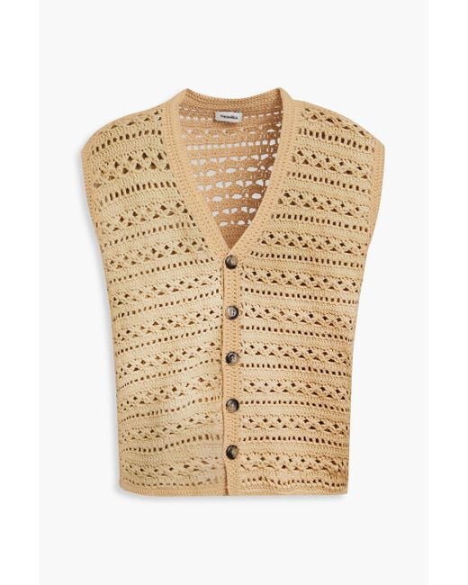 Nanushka Natural Andor Crochet-knit Cotton-blend Vest for men