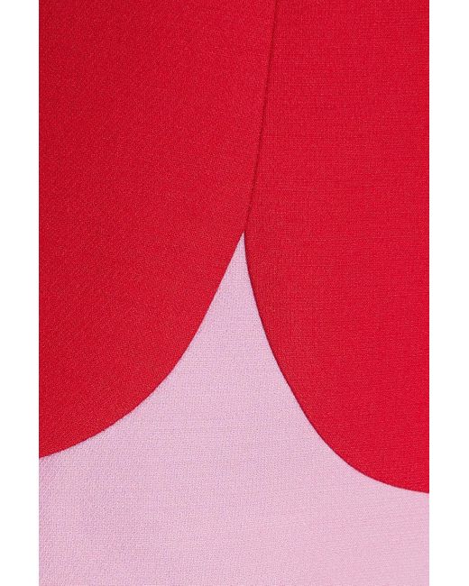 Valentino Garavani Red Two-tone Wool And Silk-blend Crepe Mini Skirt