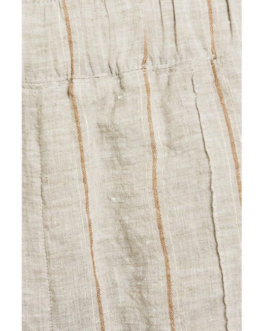 Brunello Cucinelli White Metallic Striped Linen Shorts