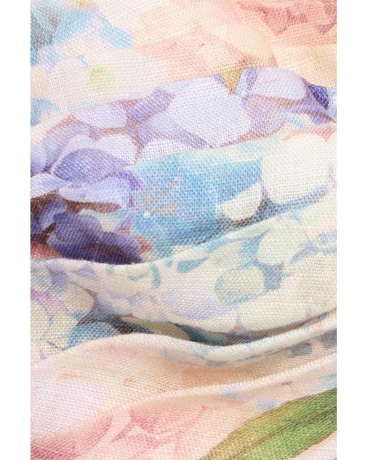 Zimmermann Pink Floral-Print Linen Mini Dress