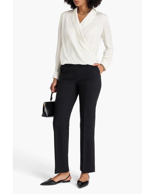 Theory White Wrap-Effect Silk Blouse