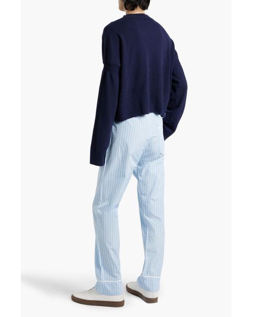 Marni Blue Striped Cotton-poplin Pants for men