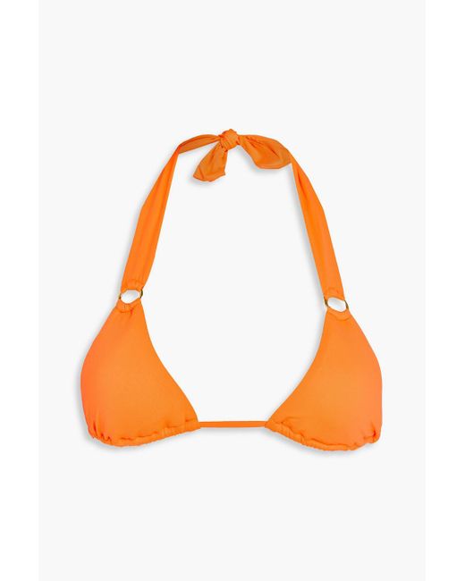 Melissa Odabash Orange Caracas Ring-Embellished Triangle Bikini Top