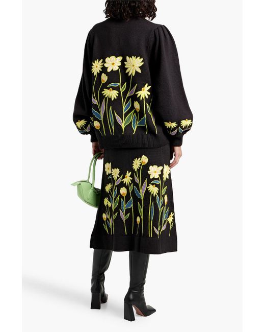 Farm Rio Black Embroidered Knitted Sweater