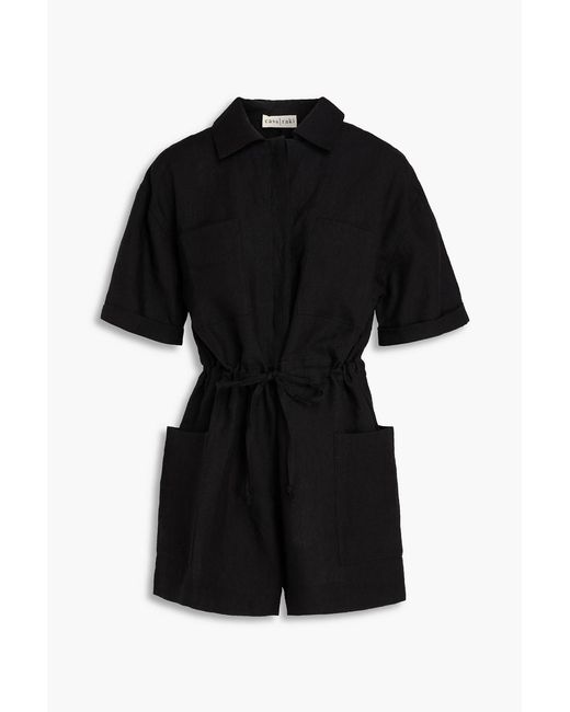 Casa Raki Black Juana Linen Playsuit