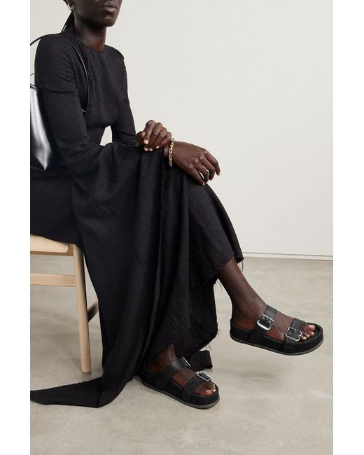 Gabriela Hearst Black Wren Leather Platform Slides