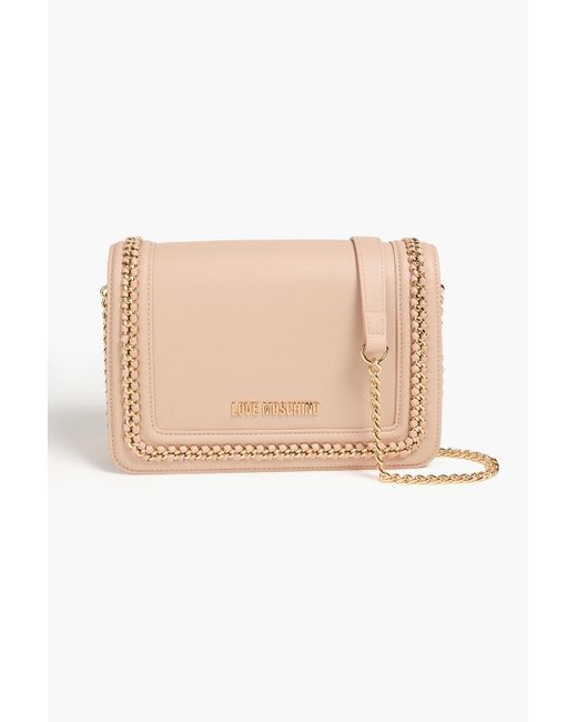 Love Moschino Natural Chain-embellished Faux Leather Shoulder Bag