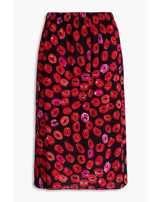 Marni Red Printed Crepe Skirt