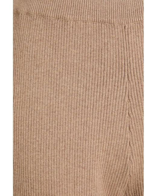 Jonathan Simkhai Natural Heather Cotton And Cashmere-Blend Wide-Leg Pants