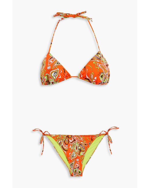 Emilio Pucci Orange Triangel-bikini mit print