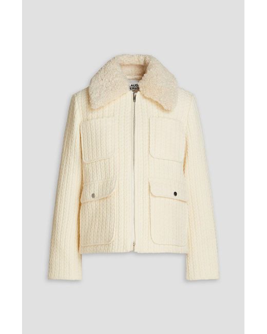 Claudie Pierlot Natural Faux Shearling-trimmed Knitted Jacket