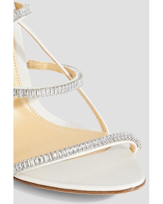 Alexandre Birman White Sally 100 Embellished Faille Slingback Sandals