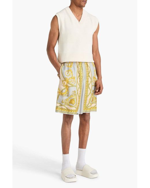 Versace Metallic Printed Silk-Twill Shorts for men