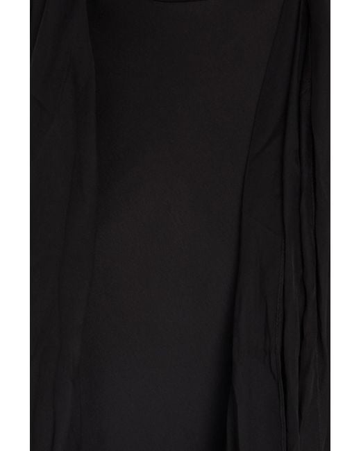 Halston Heritage Black Speranza Draped Chiffon And Satin Gown