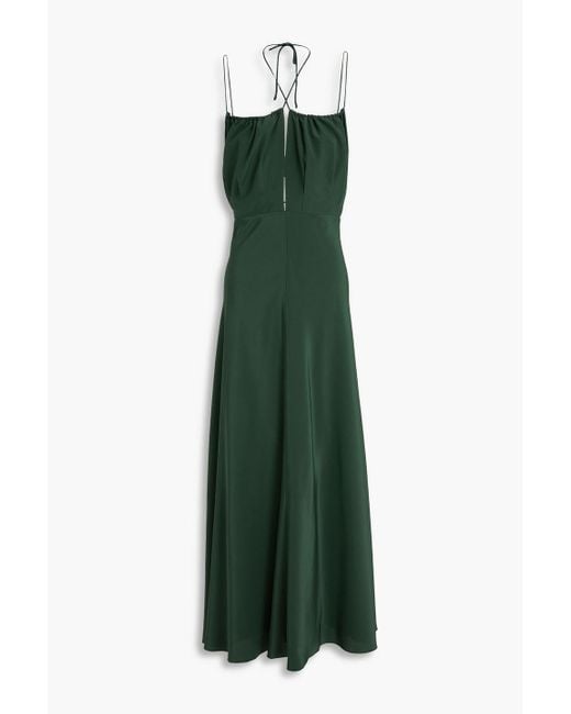 Totême  Green Cutout Silk-Crepe Maxi Dress