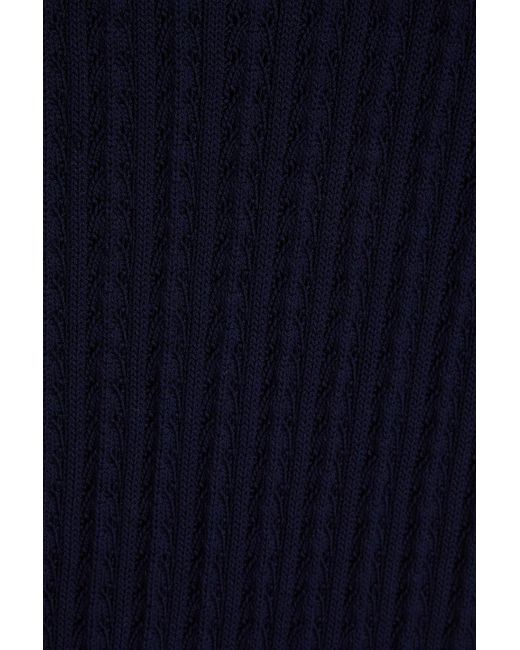 Giuliva Heritage Blue Ines Pointelle-knit Cotton Midi Dress