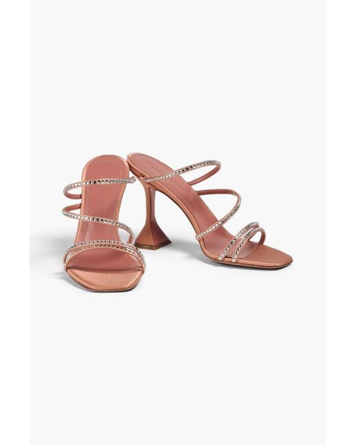 AMINA MUADDI Pink Mules "naima" aus satin mit kristallverzierung