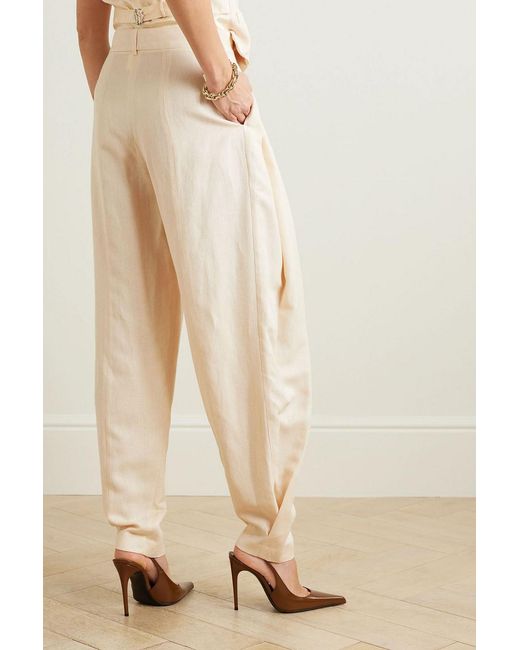 Ralph Lauren White Avrill Linen And Silk-Blend Tapered Pants