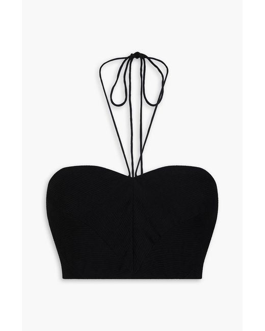 Staud Black Kyra Cropped Ottoman Halterneck Top