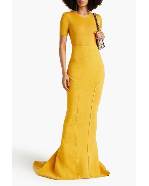 Rick Owens Yellow Cashmere-Blend Maxi Skirt