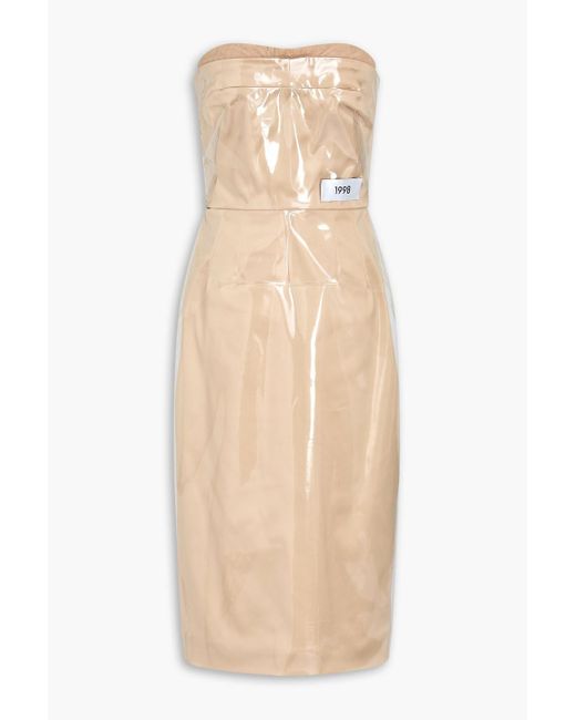 beige vinyl dress Beige True Form Midi Dress