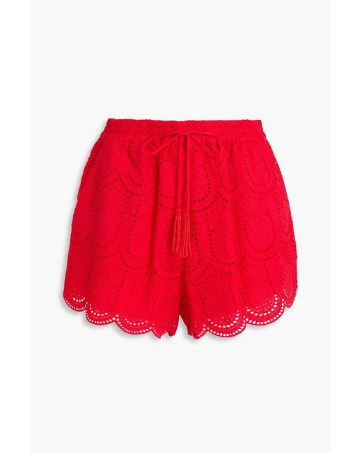 Farm Rio Red Broderie Anglaise Cotton Shorts