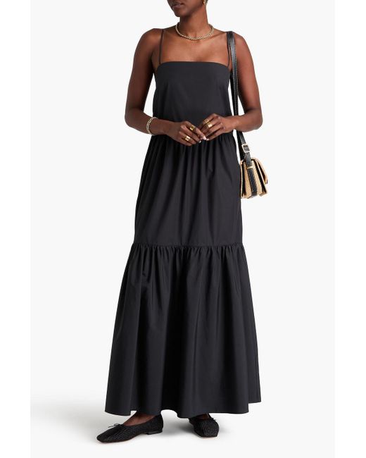 Rag & Bone Black Sage Tiered Cotton-Poplin Maxi Dress