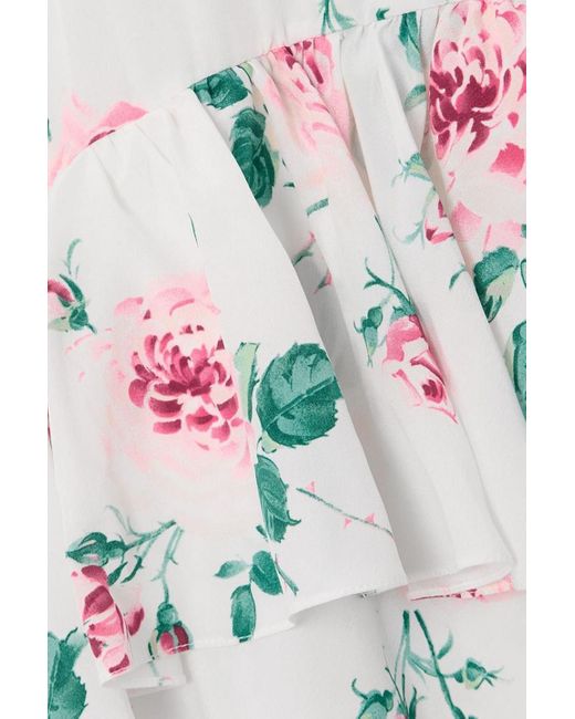 Alessandra Rich Gray Ruffled Silk-crepe Mini Dress