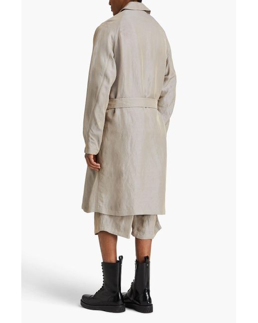 Giorgio Armani White Belted Linen-Blend Twill Trench Coat for men
