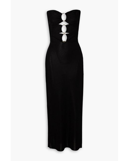 Tom Ford Black Strapless Cutout Embellished Knitted Gown