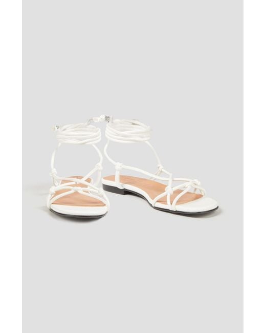 Ganni White Knotted Faux Leather Sandals