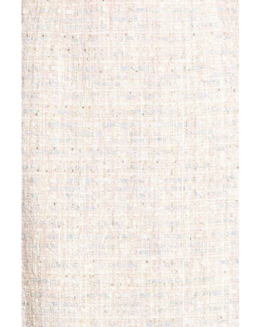 Huishan Zhang White Vicky Metallic Tweed Midi Skirt